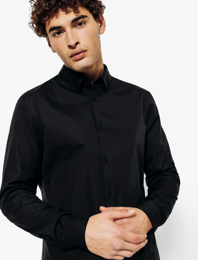 Chemise slim unie coton repassage facile