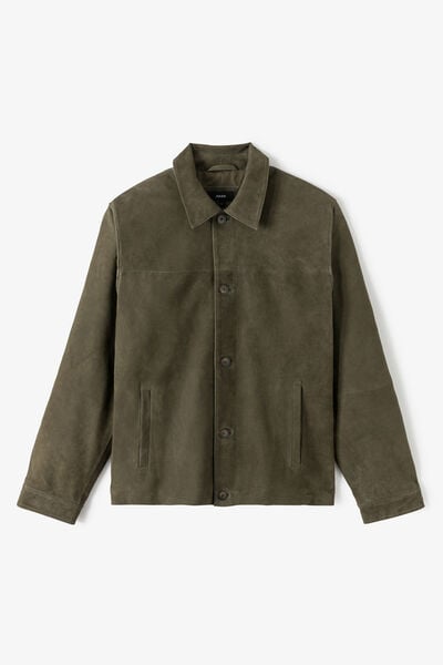 Blouson en cuir boutonn&eacute;