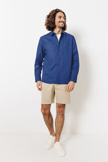 Effen hemd in katoen en linnen