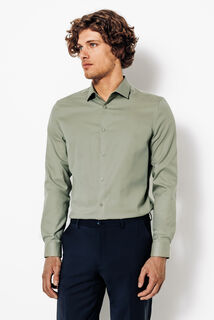 Strijkvrij slim effen hemd in katoen