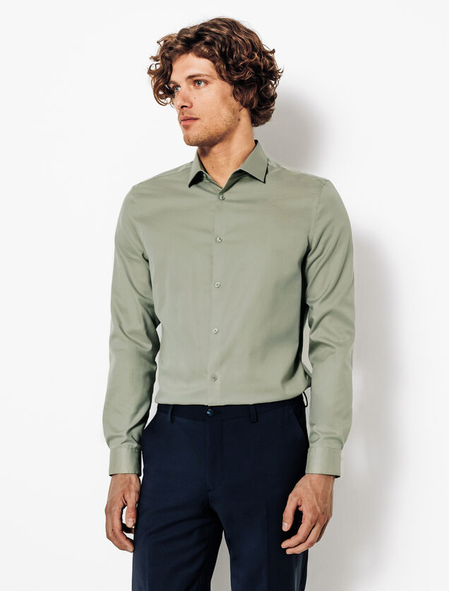 Strijkvrij slim effen hemd in katoen