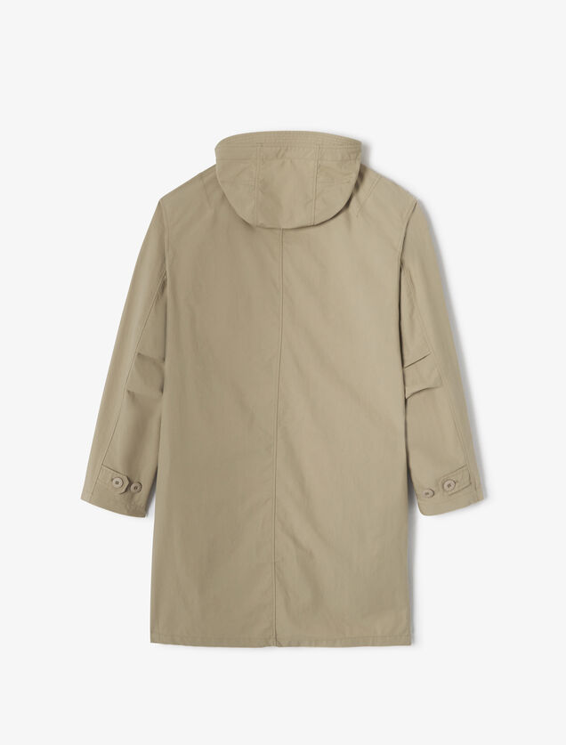 Parka longue boutonn&eacute;e &agrave; capuche
