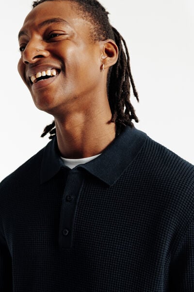 Polo en maille col boutonn&eacute; fantaisie