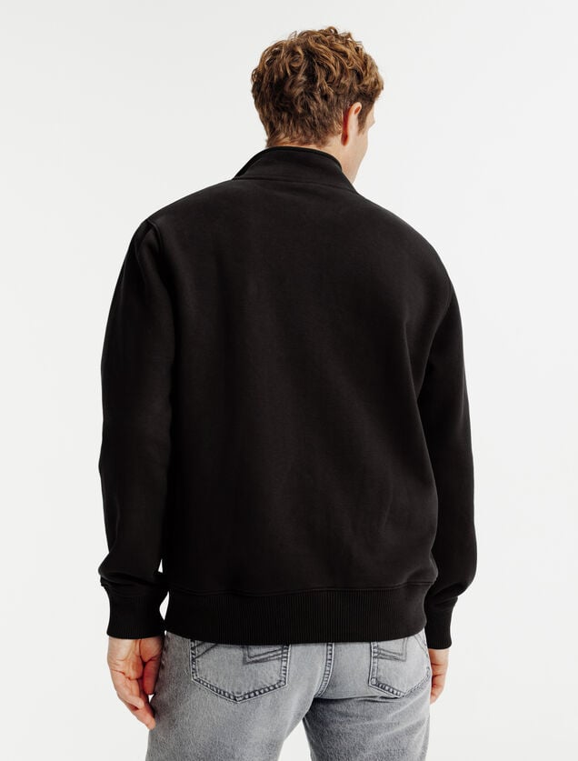 Effen heavy weight sweater opstaande kraag met rit