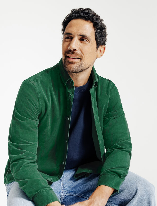 Regular fit hemd in fluweel