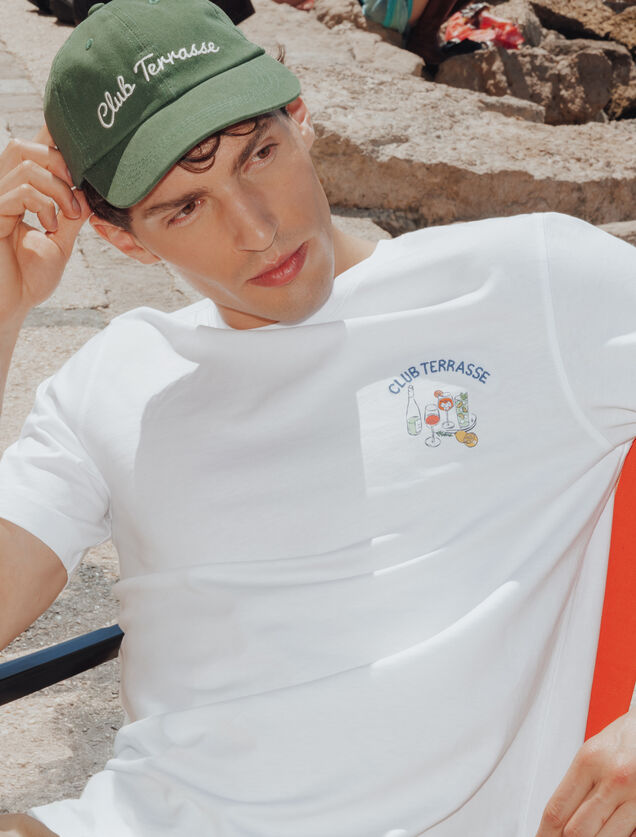 Gevlamd T-shirt met print club terrasse