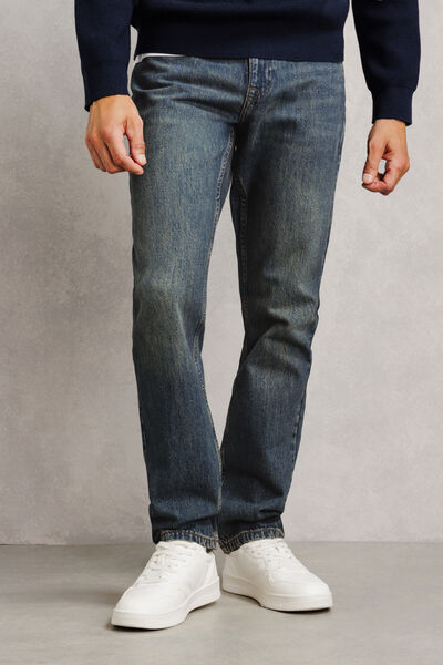 Jean straight d&eacute;lav&eacute; 100% coton