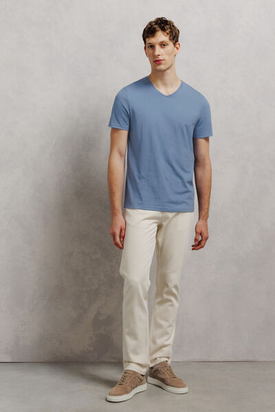 Tee shirt col V en coton