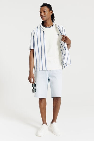 Tee shirt mati&egrave;re fantaisie contrast&eacute;