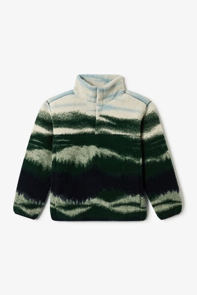 Veste col montant pressionn&eacute; en sherpa imprim&eacute;e