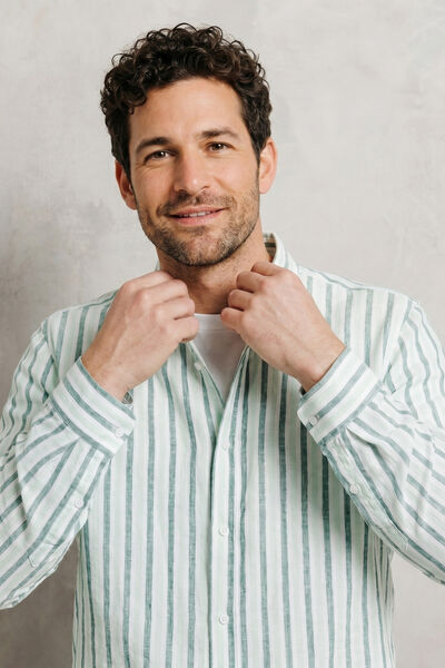 Chemise 100% lin ray&eacute;e