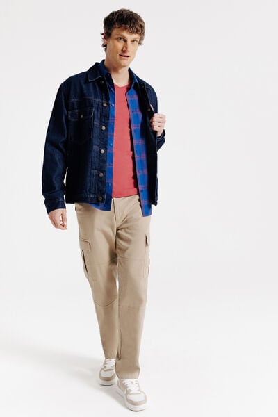 Basic T-shirt met V-hals in biokatoen
