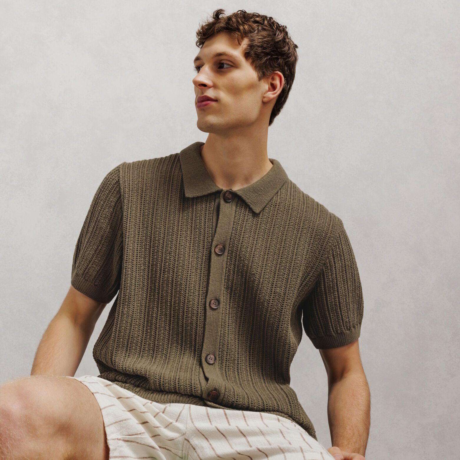 Polo en maille manches courtes crochet