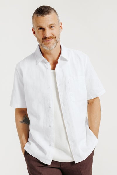 Chemisette en coton ray&eacute;e ton sur ton