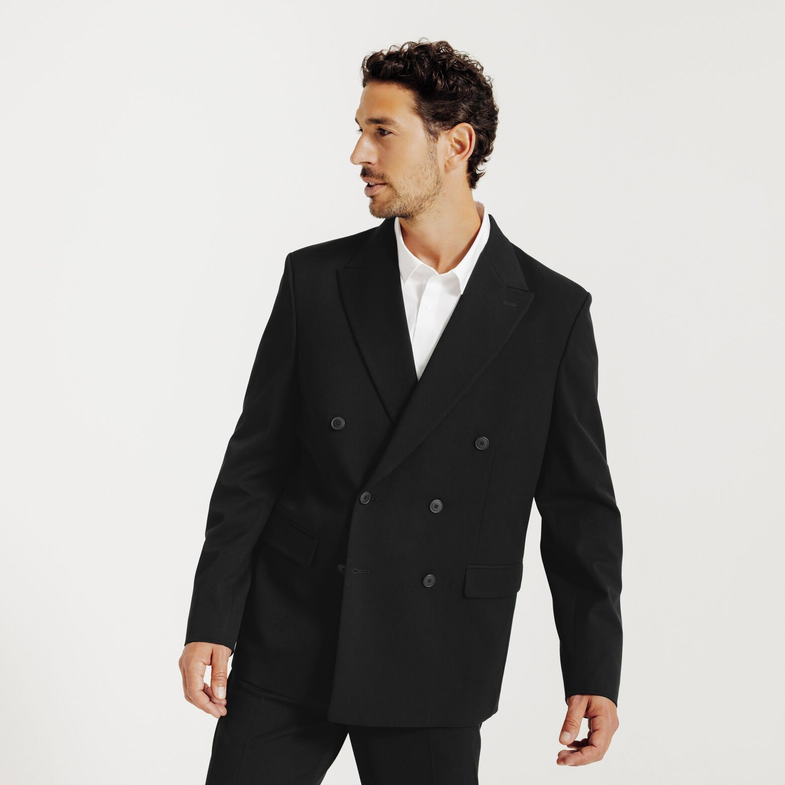 Costume Noir Costume Double Boutonnage Veste De Costume Confort