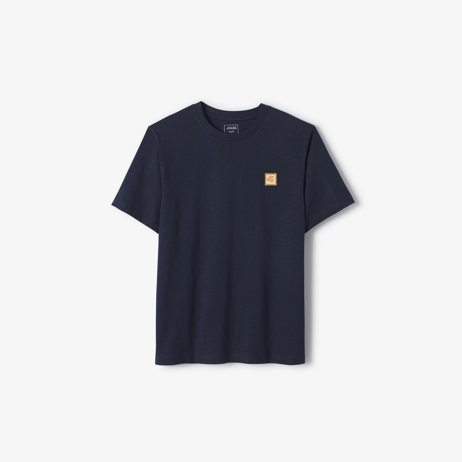 T-shirt in gevlamde stof met borduursel op de bors