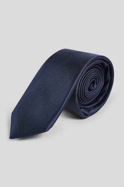 Cravate fine unie Bleu
