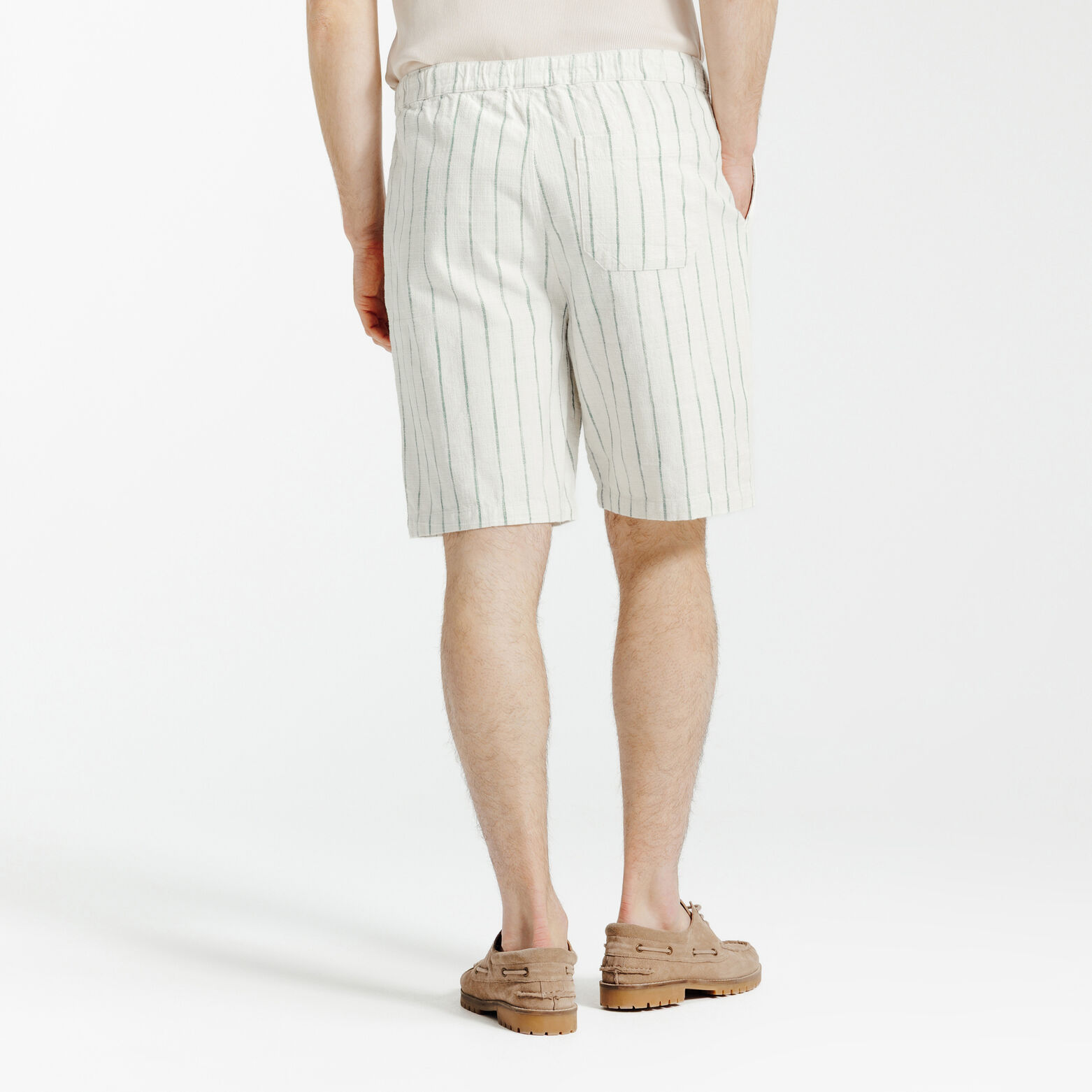 Gestreepte bermuda met elastische tailleband