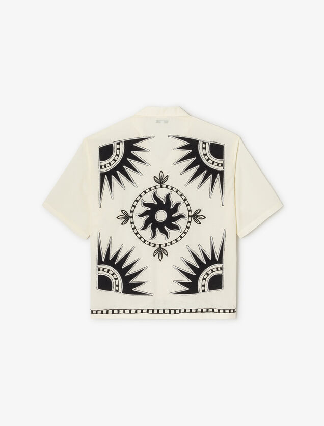 Boxy fit hemdje in geborduurd katoen