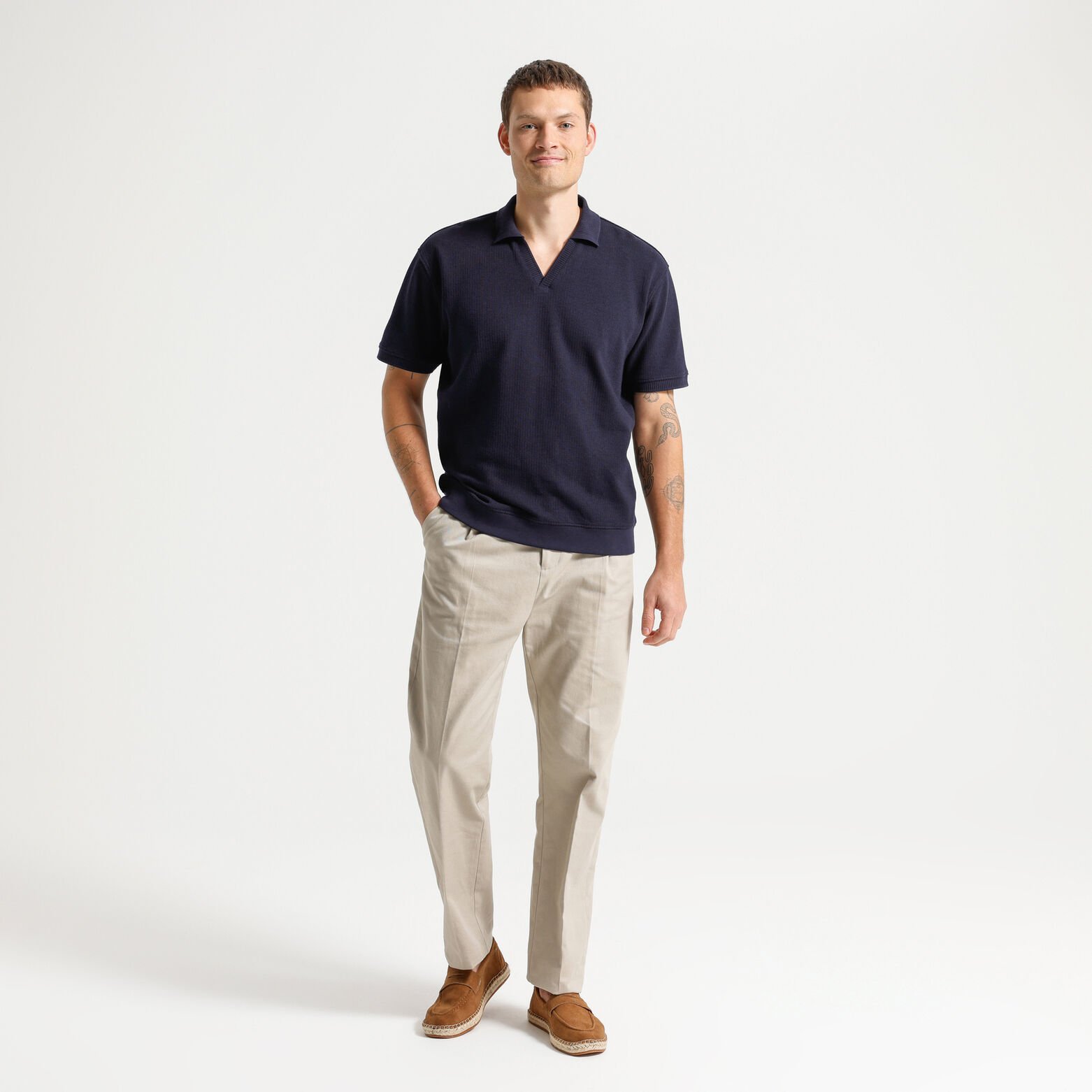 Polo korte mouwen met resortkraag in ribstof