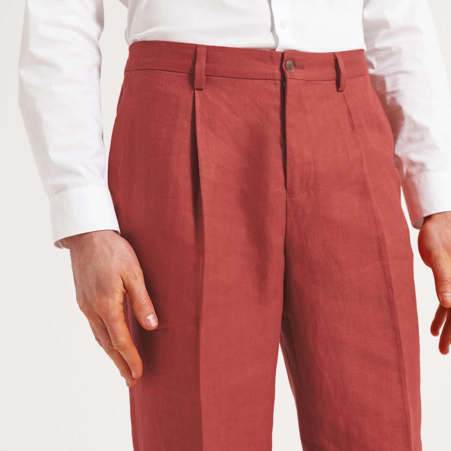 Pantalon de costume confort motif chevron 100% lin