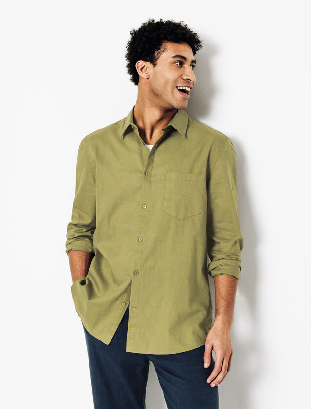 Chemise en coton lin unie