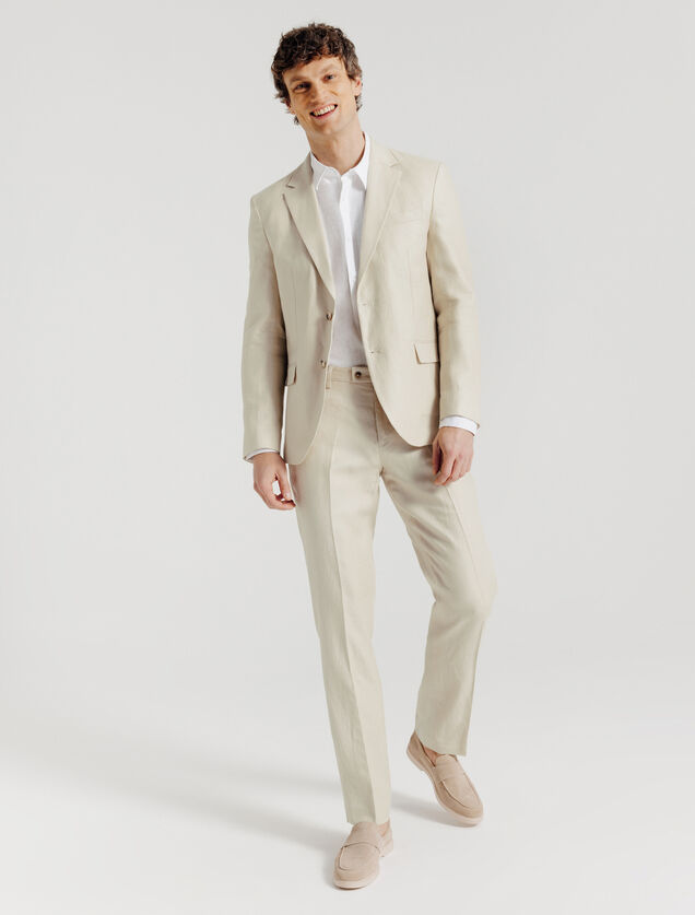 Comfort fit kostuumbroek in linnen