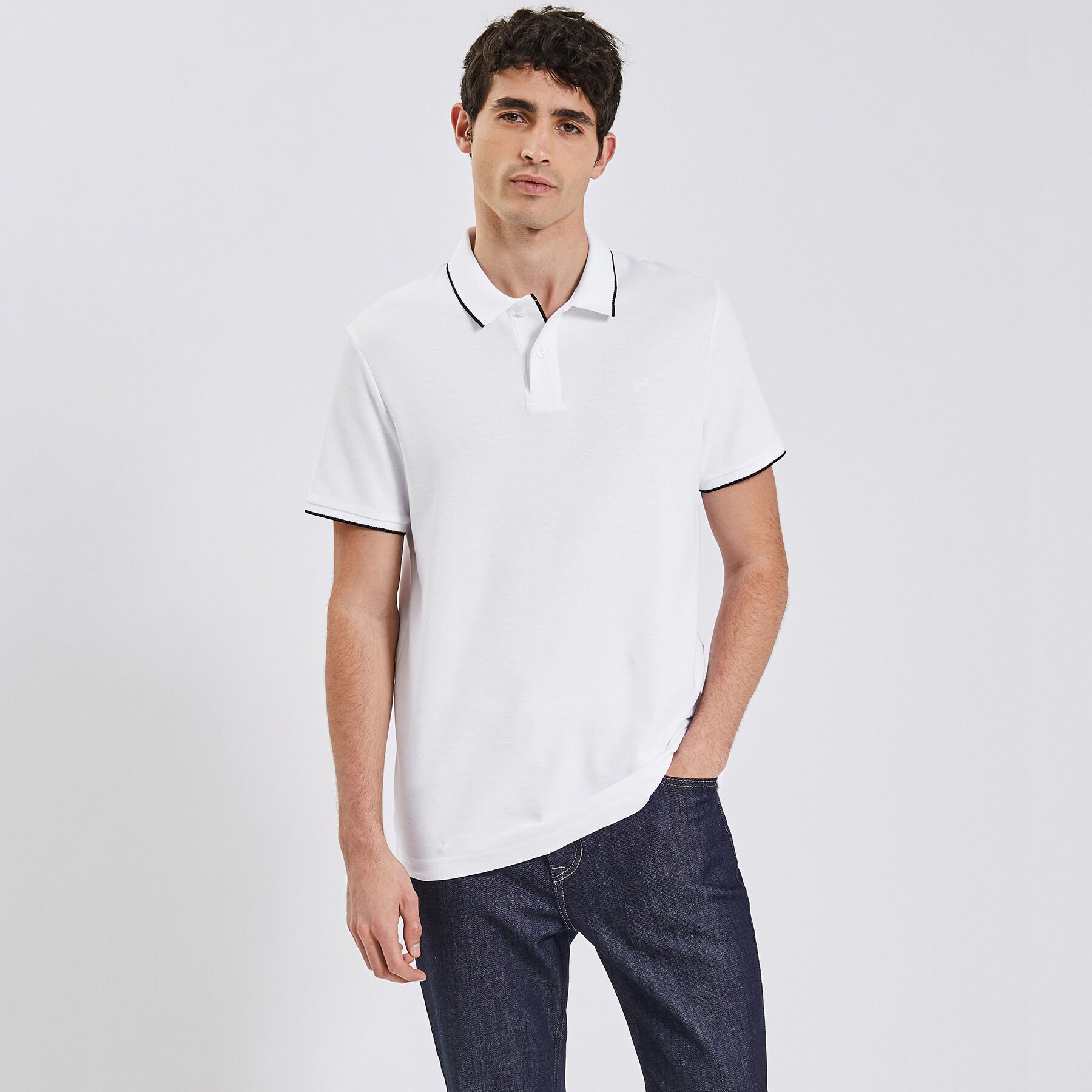 Polo manches courtes uni coton piqu