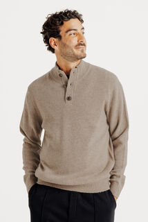 Pull col montant boutonn&eacute; lambswool