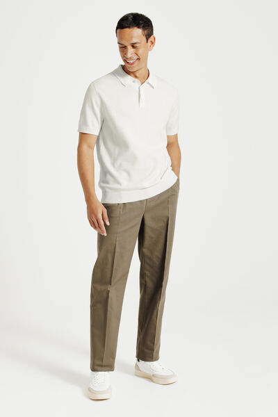 Polo en maille col boutonn&eacute; jeux de points