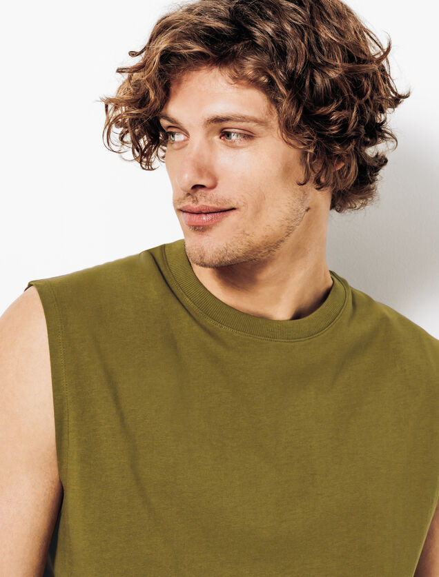 Effen mouwloos hemdje met ronde hals in katoen