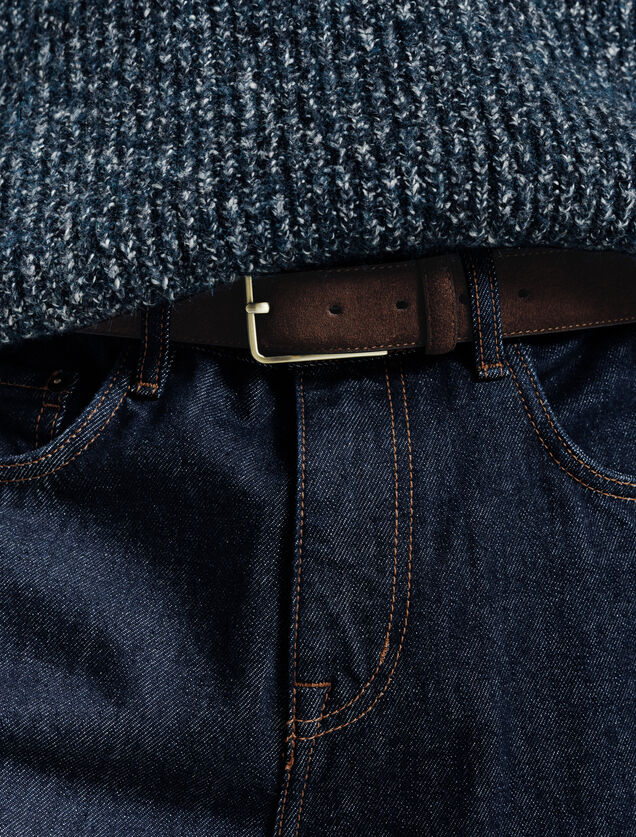 Ceinture en cuir su&egrave;de &agrave; boucle