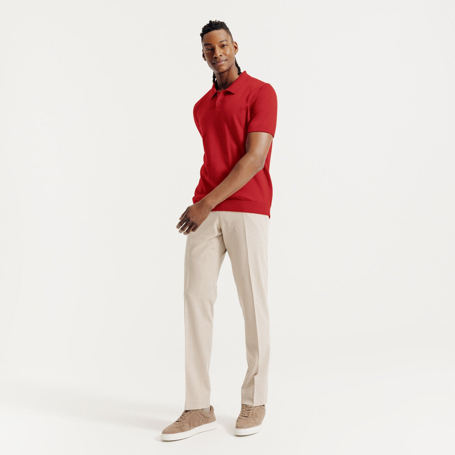 Polo en maille manches courtes col boutonn&eacute;