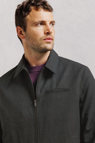 Veste zipp&eacute;e col chemise &agrave; carreaux