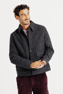 Blouson en laine col chemise