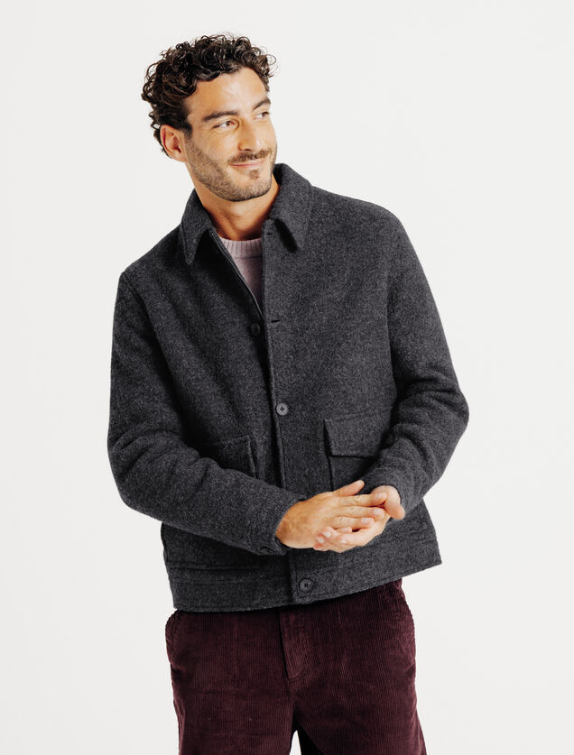 Blouson en laine col chemise