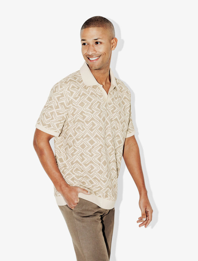 Polo manches courtes imprim&eacute; col resort