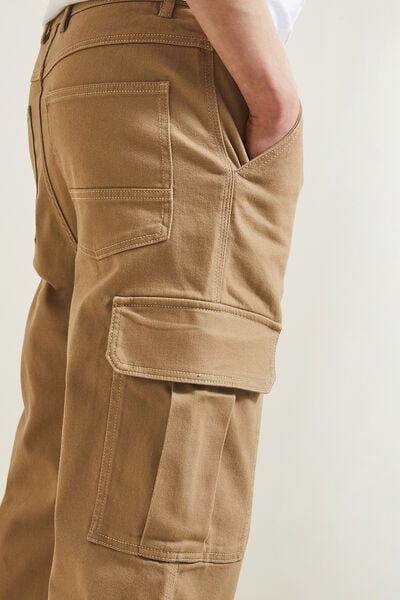 Pantalon cargo surpiqûres contrastées