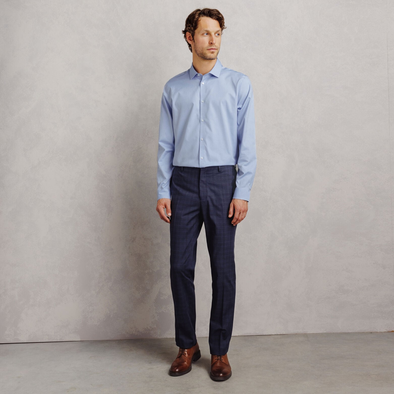 Chemise 100% coton slim sans repassage unie