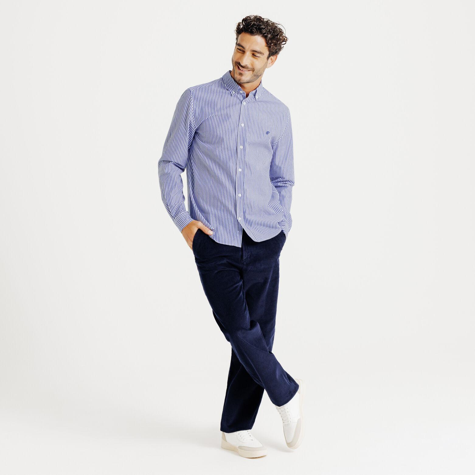 Chemise en coton rayée colorée