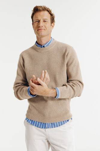 Trui ronde hals in fantasie-stekenpatroon