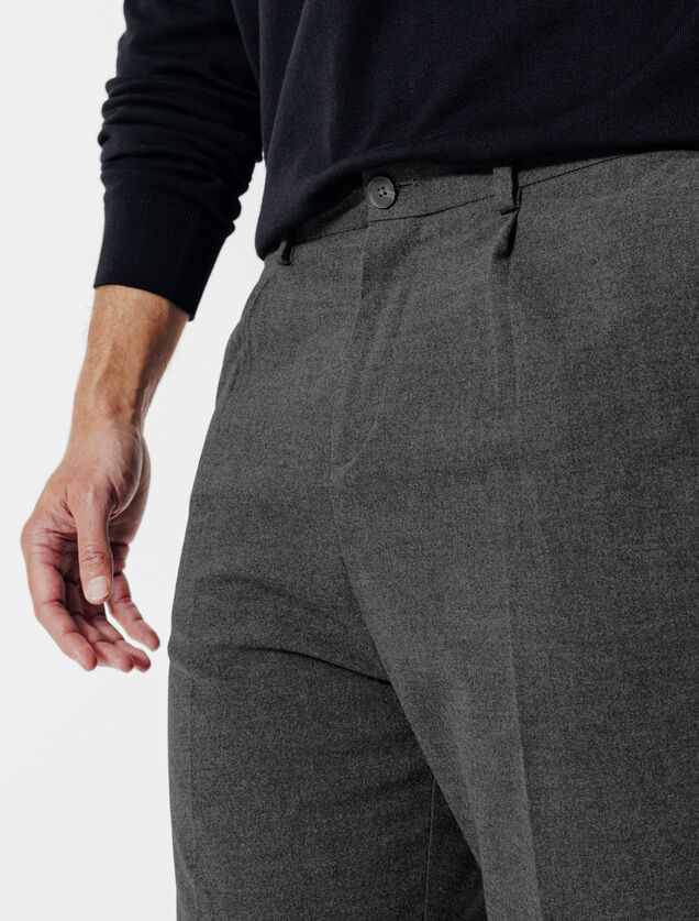 Pantalon large à plis flanelle