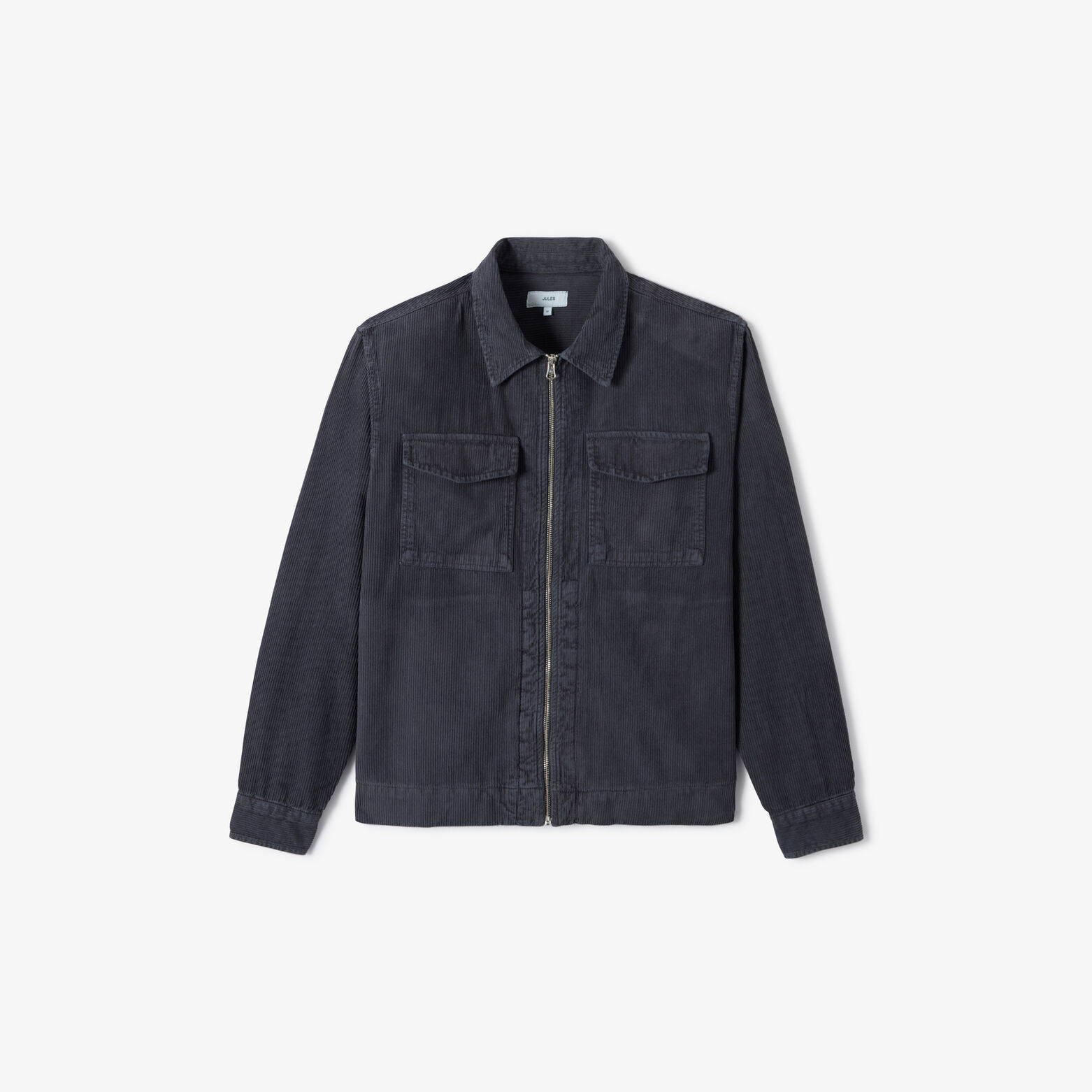 Veste zipp&eacute;e en velours col chemise