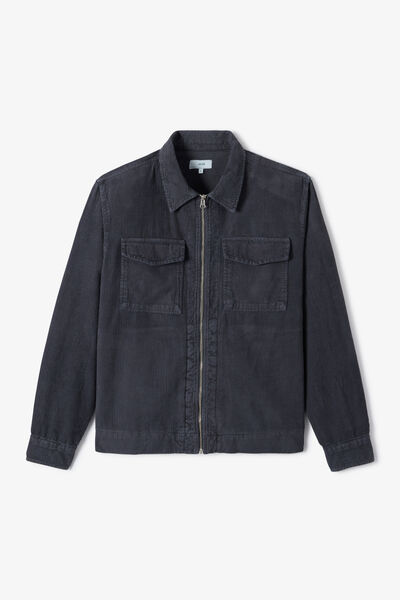 Veste zipp&eacute;e en velours col chemise