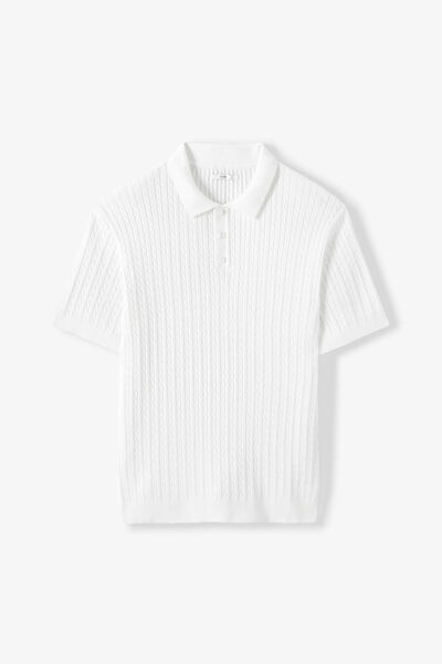 Polo en maille manches courtes torsad&eacute;