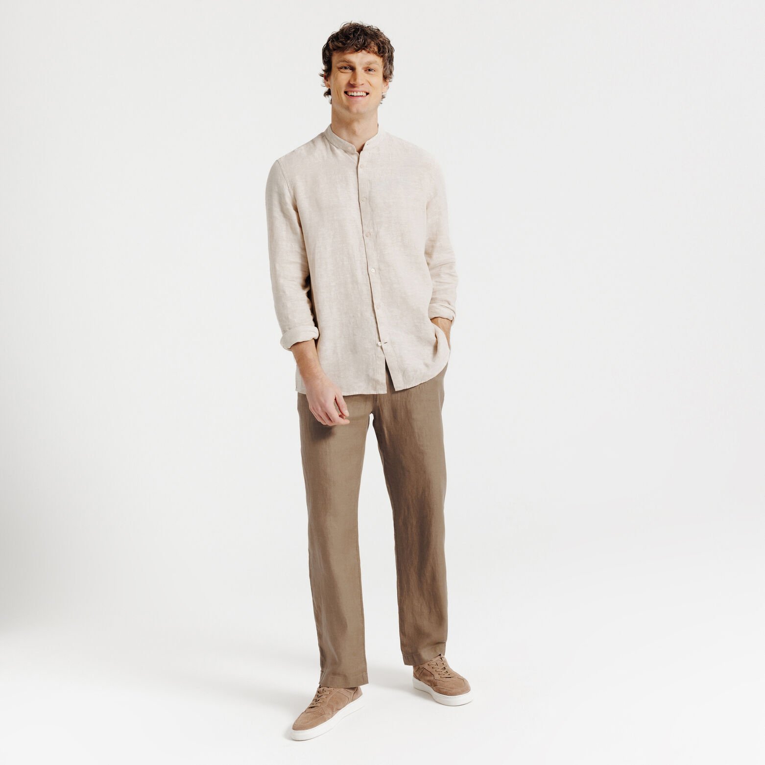 Loose fit chinobroek in 100% linnen