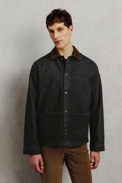 Veste en jean 100% coton col chemise en velours