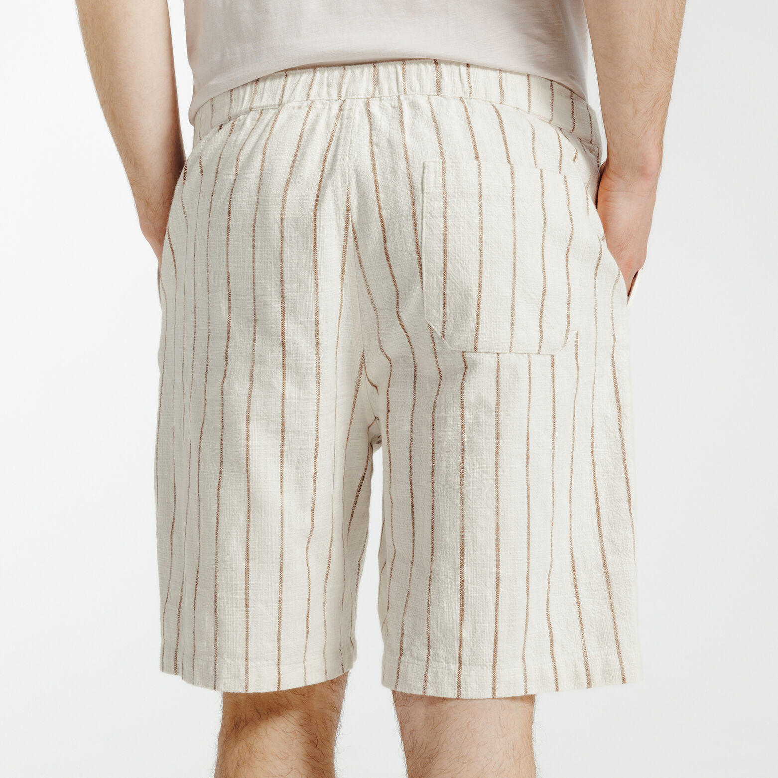 Gestreepte bermuda met elastische tailleband