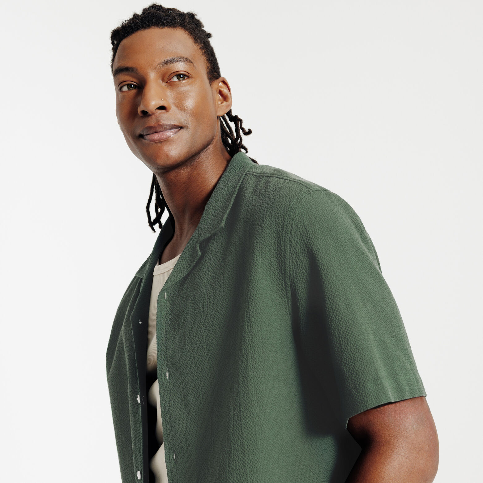 Chemisette en coton seersucker unie