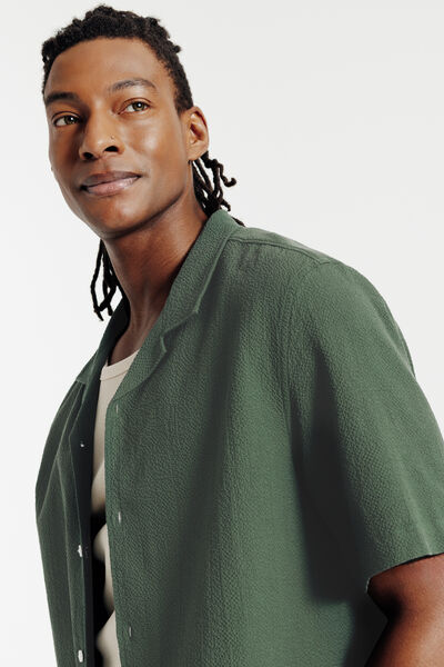 Chemisette en coton seersucker unie